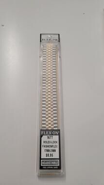 Vintage Flex-On 167T Adjustable Stretch Watch Band 17mm-21mm Two Tone NOS